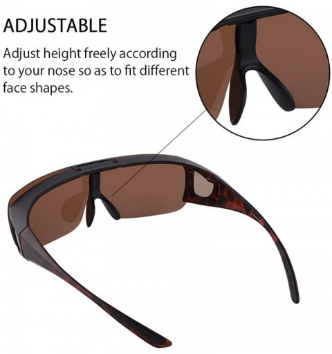 Shield Mens Polarized Flip Up Fitover Sunglasses with Mirrored Lenses - Leopard - CF187NR4DZ5 $14.34