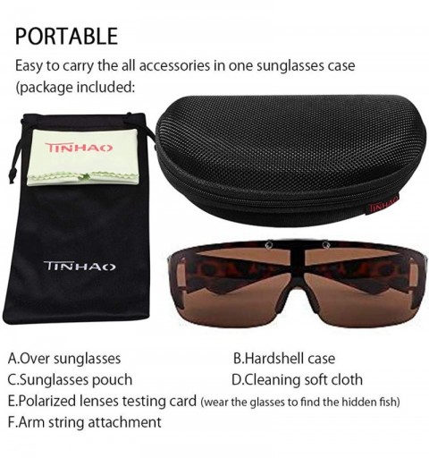 Shield Mens Polarized Flip Up Fitover Sunglasses with Mirrored Lenses - Leopard - CF187NR4DZ5 $14.34