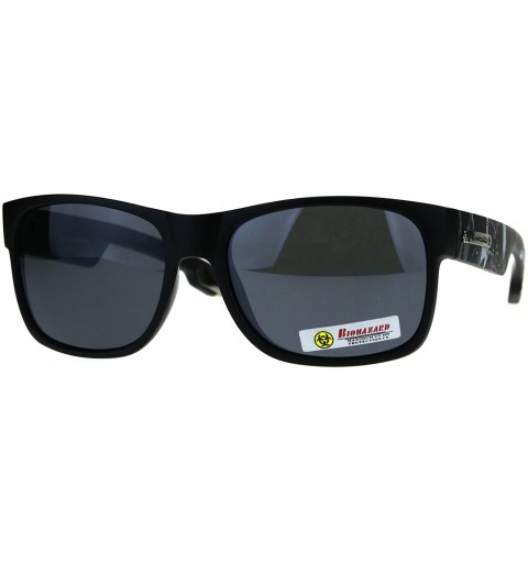 Rectangular Mens Biohazard Plastic Rectangular Horn Rim Sport Sunglasses - Grey Camo Arm - C0189Y4KUMW $11.61