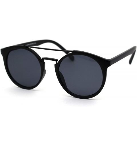 Round Mod Classic Round Double Rim Flat Top Round Keyhole Sunglasses - Matte Black Black - CT18WUT6CU8 $9.51