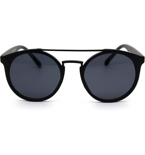 Round Mod Classic Round Double Rim Flat Top Round Keyhole Sunglasses - Matte Black Black - CT18WUT6CU8 $9.51