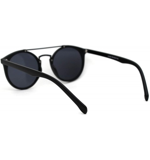 Round Mod Classic Round Double Rim Flat Top Round Keyhole Sunglasses - Matte Black Black - CT18WUT6CU8 $9.51