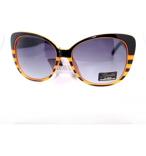 Butterfly Womens Bat Eye Style Stripe Pattern Large Cat Butterfly Sunglasses - Orange - CN11YMENOMN $19.79
