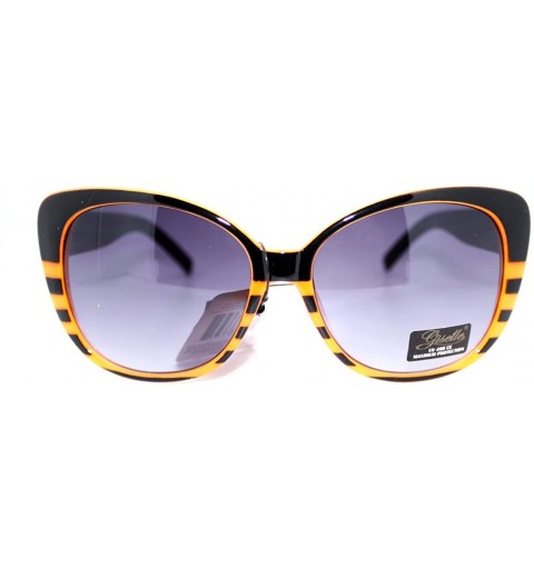 Butterfly Womens Bat Eye Style Stripe Pattern Large Cat Butterfly Sunglasses - Orange - CN11YMENOMN $12.66