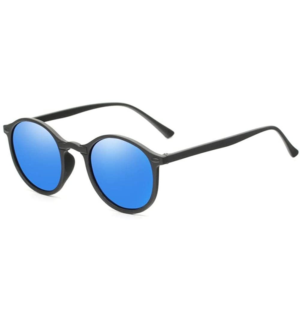 Aviator Night Vision Polarized Sunglasses Men Women Round Goggles Glasses Blue Multi - Blue - C318XQZL3X9 $10.57
