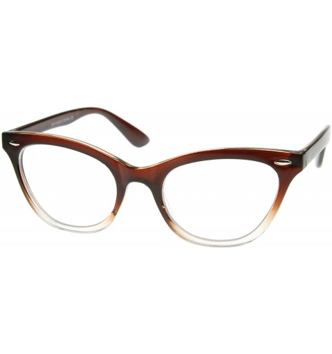 Cat Eye Vintage Inspired Half Tinted Frame Clear Lens Cat Eye Glasses - Brown-clear-bottom - CS12HE636TL $12.39