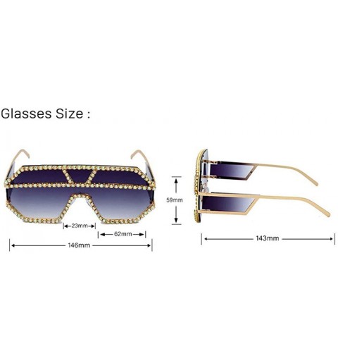 Square Oversized Sunglasses One piece Rhinestone Eyeglasses - Champagne - CM18A2RX6OO $18.75