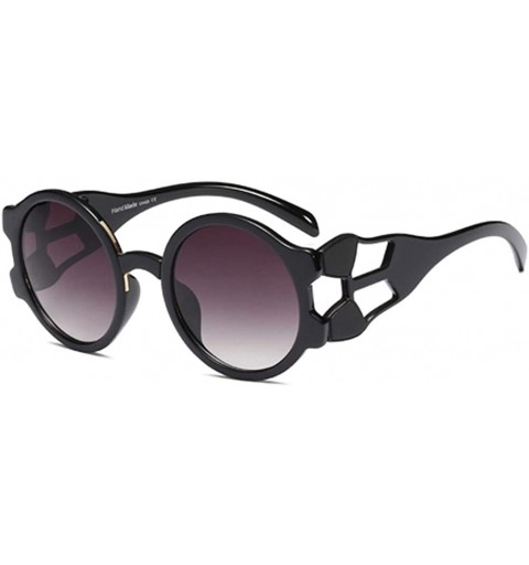 Oversized Ladies Sunglasses Round Hollow Thick Big Frame Fashion Sun Glasses Women Gift - Full Black - CT18L3QIGZA $9.30