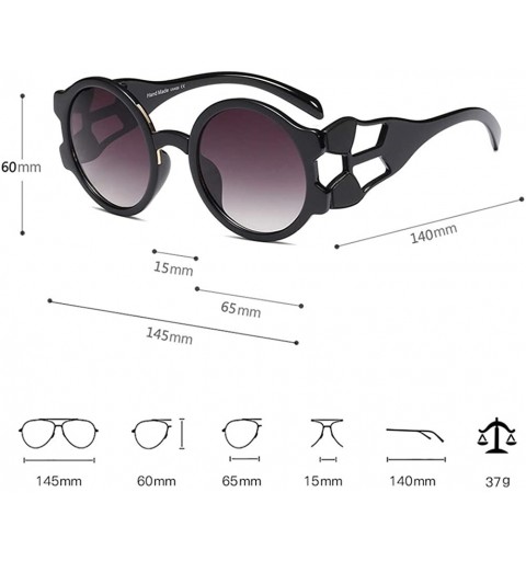 Oversized Ladies Sunglasses Round Hollow Thick Big Frame Fashion Sun Glasses Women Gift - Full Black - CT18L3QIGZA $9.30
