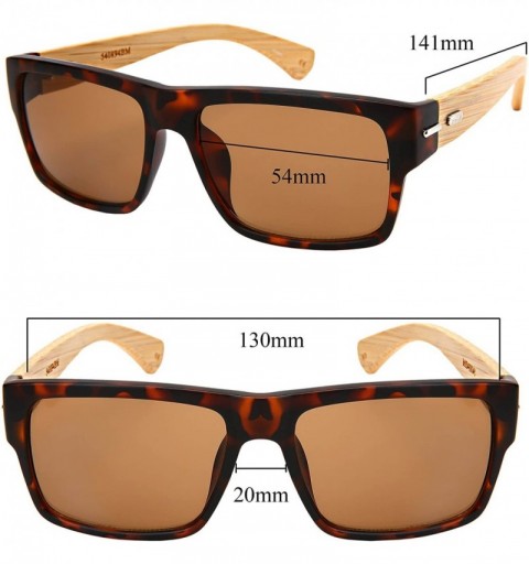 Rectangular Retro Square Wooden Bamboo Sunglasses 540894BM-SD - Black/Grey Lens - CC1884YG8C6 $13.00