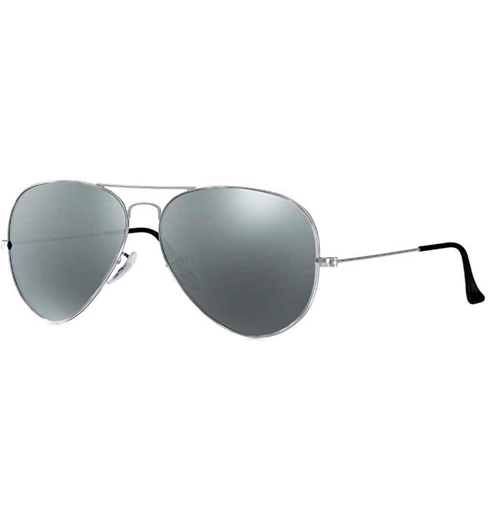 Aviator Classic Aviator Sunglasses for Men Women Polarized Metal Mirror Lens 100% UV Protection - CV18AR4ZWUC $10.06