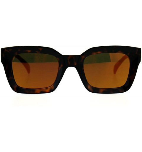 Rectangular Womens Mod Thick Horn Rim Mirror Lens Plastic Boyfriend Sunglasses - Tortoise Orange - CT18CIAIISZ $9.70