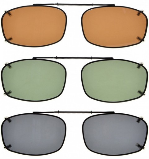Rectangular Metal Frame Rim Polarized Lens Clip On Sunglasses 5434MM - 3pcs Mix - CL18S30GN8U $14.69