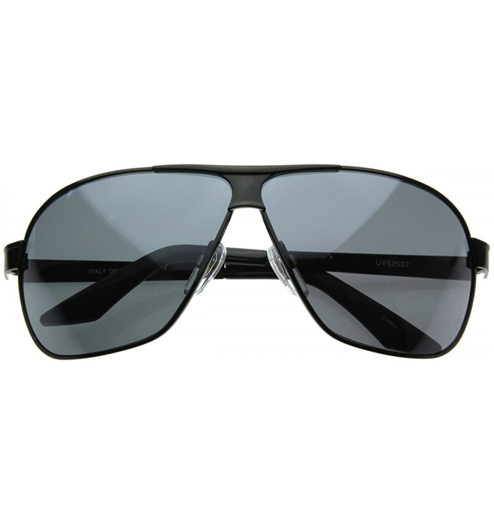 Square Square Aviator Large Metal Aviator Sunglasses - Black - CL116Q2HJ6B $9.11