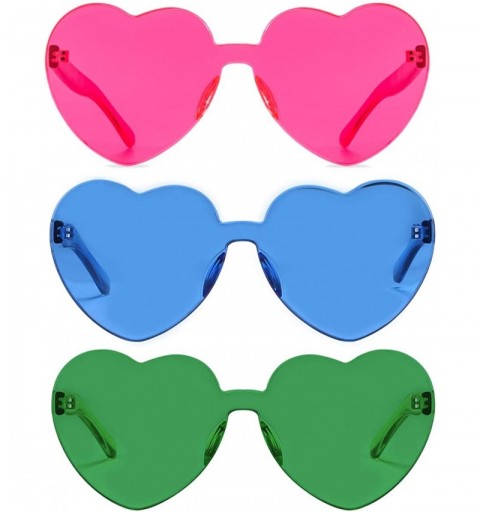 Round One Piece Heart Shaped Rimless Sunglasses Transparent Candy Color Eyewear - - C518CYMKLRY $12.70