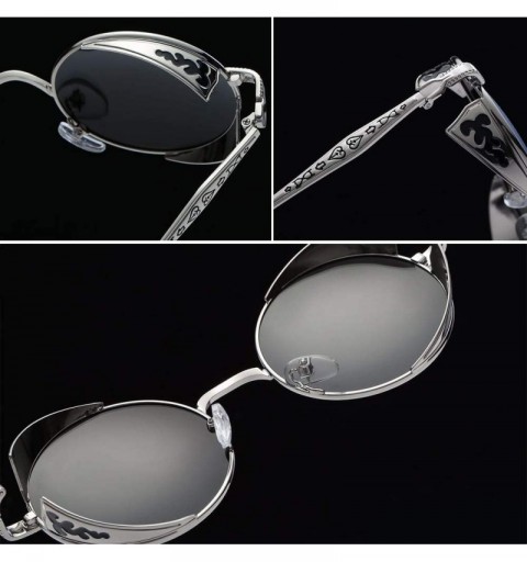 Shield Vintage Steampunk Hippie Metal Round Circle Frame Polarized Sunglasses - Gold-grey - CC18XK25CM2 $8.91