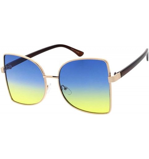 Oversized Butterfly Frame 70s Retro Fashion Sunglasses - Blue - CS18UDRLMIR $14.26