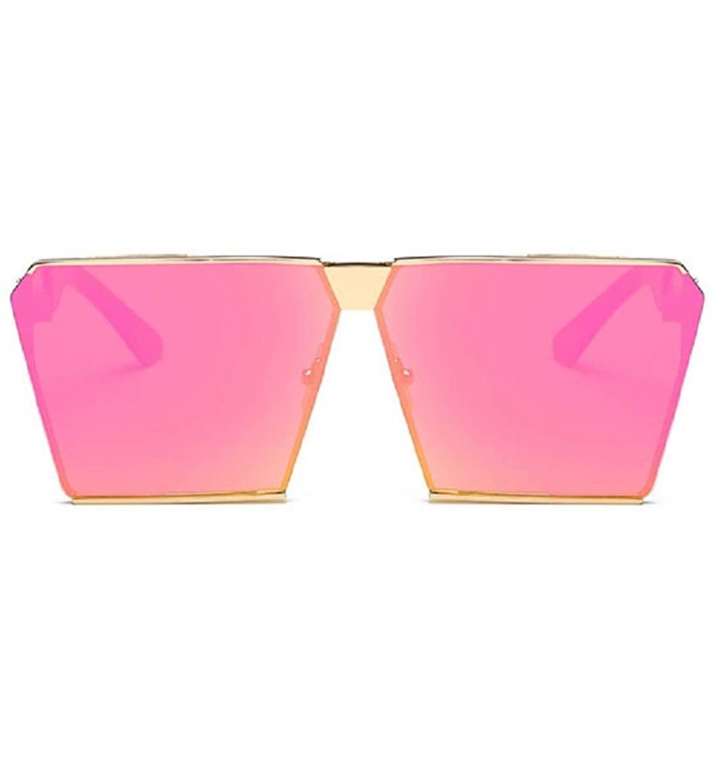 Square Fashion Designer Women Sunglasses Oversized Flat Top Square Frame Metal Gradient Lens - H - C618RGX5QQX $9.99