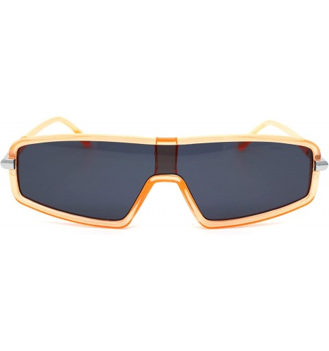 Shield Narrow Robotic Shield Plastic Disco Pop Color Sunglasses - Orange Black - C418WUATK9R $15.03