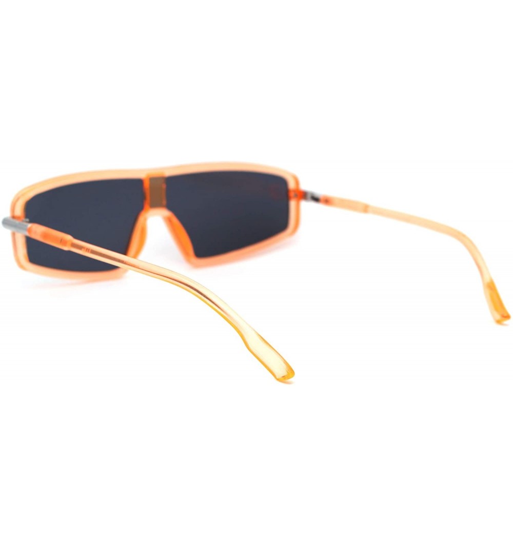 Narrow Robotic Shield Plastic Disco Pop Color Sunglasses - Orange Black ...