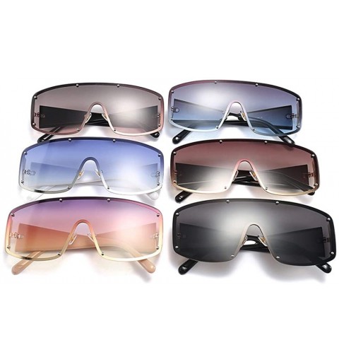 Rectangular Oversized Sunglasses Gradient Glasses Eyewear - Black - C318QKZ0LZ2 $11.98