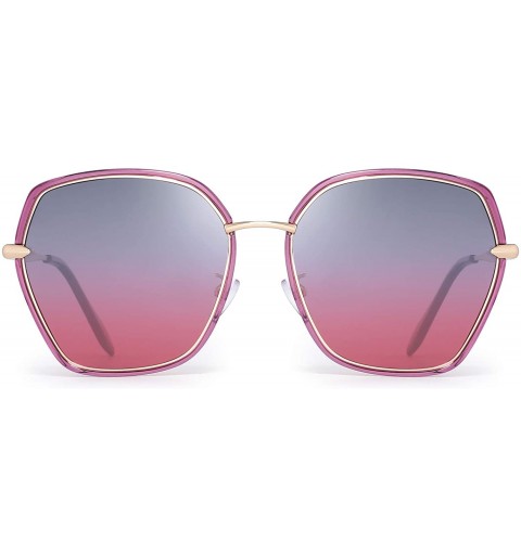 Oversized Oversized Polarized Sunglasses for Women Polygon Designer Shades UV400 - CL18T8XCW8Z $11.81