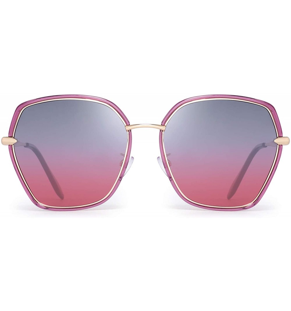 Oversized Oversized Polarized Sunglasses for Women Polygon Designer Shades UV400 - CL18T8XCW8Z $11.81