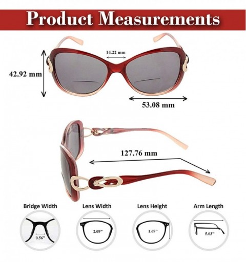 Oversized Womens Bifocal Sunglasses Fashion Oversized - Burgundy - CC17AZQ2ZMD $18.71