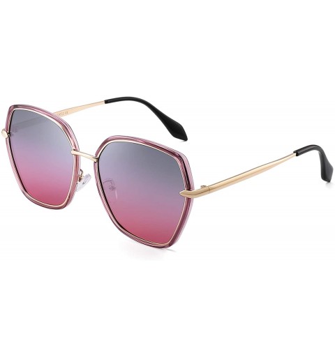 Oversized Oversized Polarized Sunglasses for Women Polygon Designer Shades UV400 - CL18T8XCW8Z $11.81