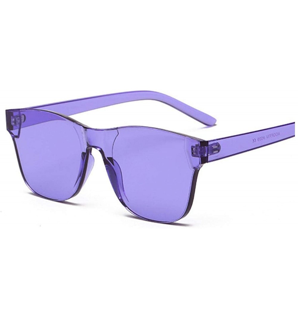 Shield Clear Square Rimless Sunglasses Women Transparent Color Sun Glasses Female Retro Visor Mirror - Purple - C8198ZWM4T8 $...