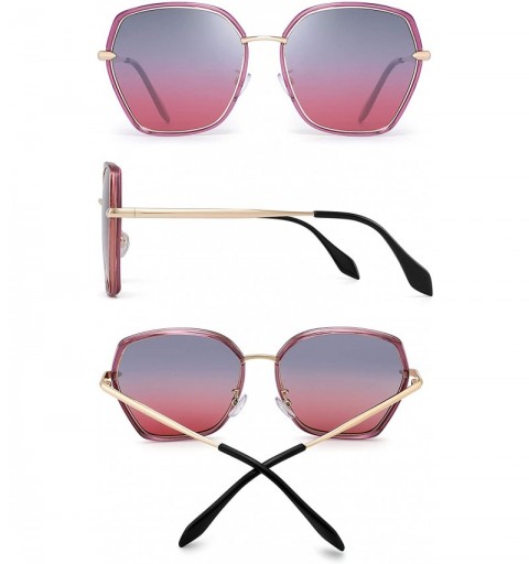Oversized Oversized Polarized Sunglasses for Women Polygon Designer Shades UV400 - CL18T8XCW8Z $11.81