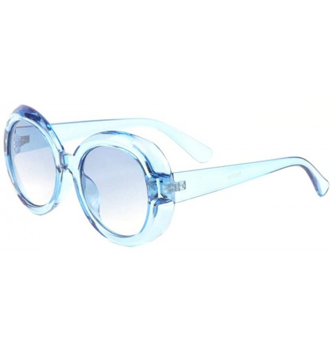 Round Retro Thick Frame Round Crystal Color Sunglasses - Blue - CN197UWAES6 $13.45