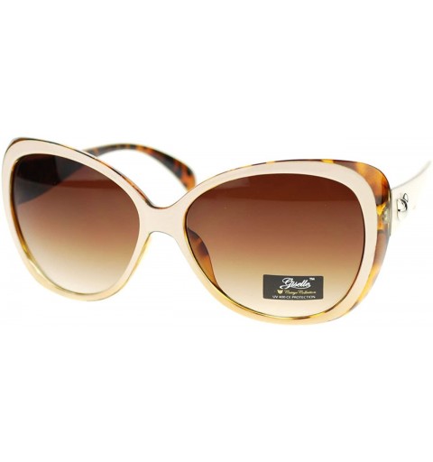 Round Oversize Round Cateye Butterfly Sunglasses Womens Designer Shades - Beige Tort - CS11UFT6DQX $8.28