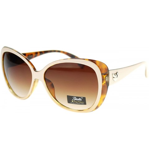 Round Oversize Round Cateye Butterfly Sunglasses Womens Designer Shades - Beige Tort - CS11UFT6DQX $8.28