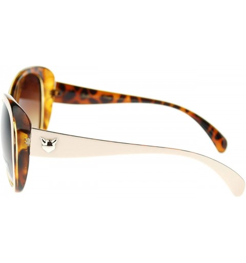 Round Oversize Round Cateye Butterfly Sunglasses Womens Designer Shades - Beige Tort - CS11UFT6DQX $8.28