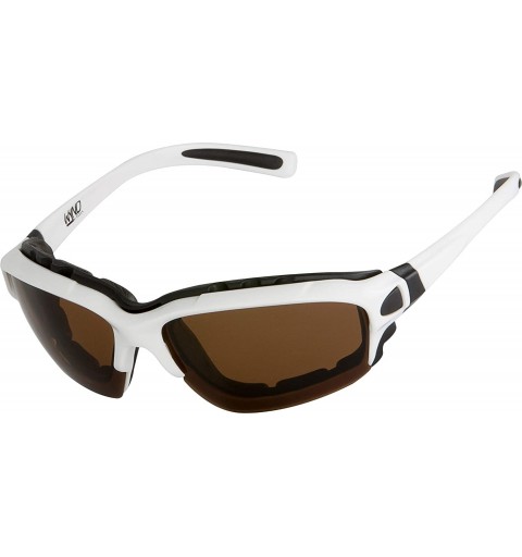 Goggle Polarized Motorcycle Riding Sunglasses Sports Wrap Glasses - White - Polarized Amber - CF18DTGY64C $21.55