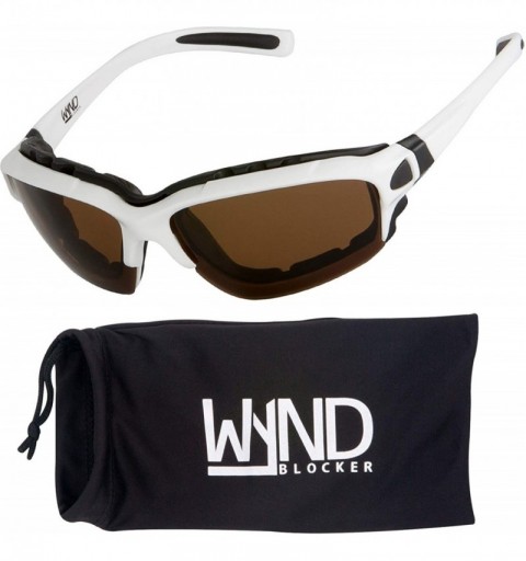 Goggle Polarized Motorcycle Riding Sunglasses Sports Wrap Glasses - White - Polarized Amber - CF18DTGY64C $21.55