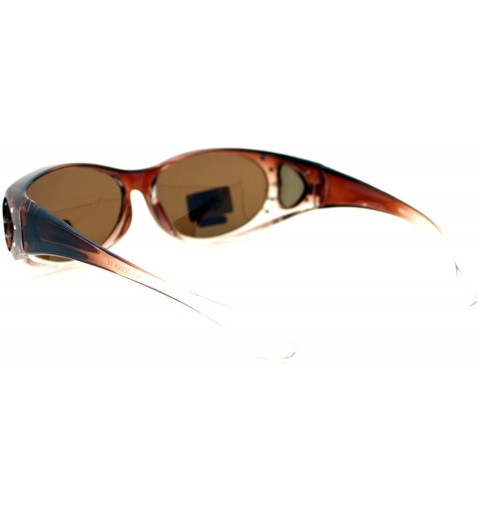 Oval Polarized Fit Over Glass Sunglasses Womens Rhinestone Oval Frame Ombre Colors - Brown (Brown) - CN188KEAA00 $13.70