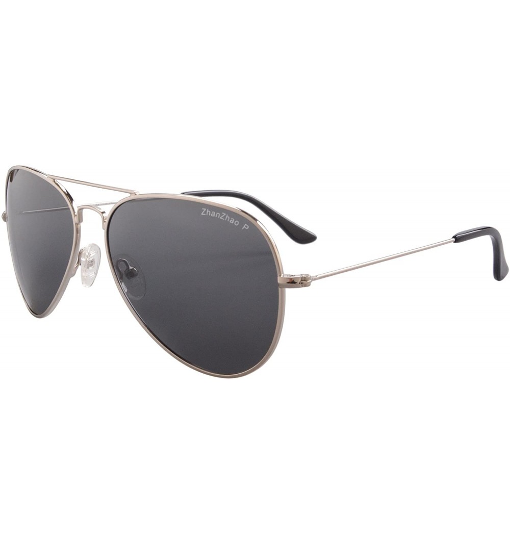 Aviator Polarized Metal Sunglasses Classic UV400 Sun Glasses - Z3001 - C3 Sliver/Grey Lens - CJ189O4CHW8 $32.56