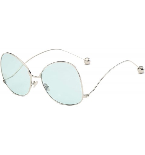 Goggle Women Metal Round Oversized Butterfly Shape Tinted Colored Lens Fashion Sunglasses - Light Green - CE18WSENN4G $24.19