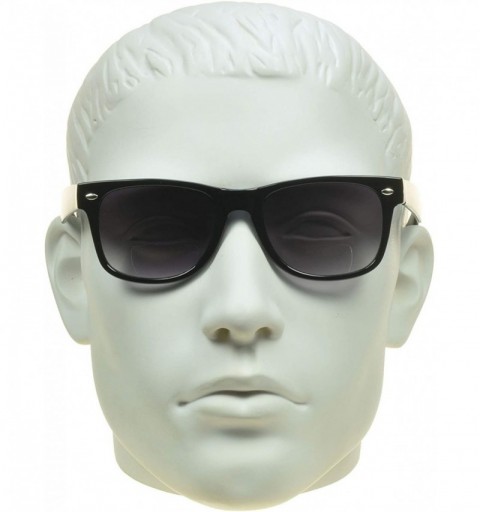 Square Retro Classic Bifocal Reading Sunglasses 80's Style Men Women RX - Black Gradient Grey Lens - CM195720L53 $13.27