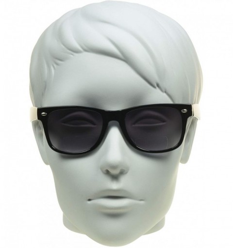 Square Retro Classic Bifocal Reading Sunglasses 80's Style Men Women RX - Black Gradient Grey Lens - CM195720L53 $13.27