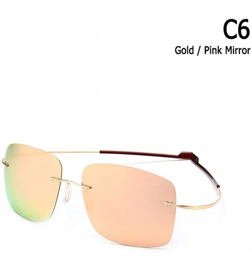Goggle Rimless Square Titanium Sunglasses Men Ultralight Driving Design Sun Glasses - C6 - CD18Y8GCTAA $27.15