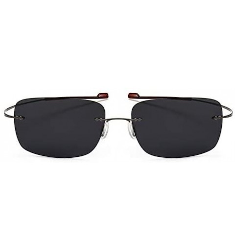 Goggle Rimless Square Titanium Sunglasses Men Ultralight Driving Design Sun Glasses - C6 - CD18Y8GCTAA $27.15