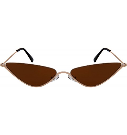 Rimless Metal Oversized Cateye Women Sunglasses Flat Tinted Lens 3193-FLSD - Gold Frame/Brown Lens - C718G5YNCKI $9.90