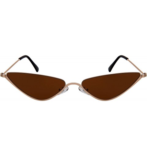 Rimless Metal Oversized Cateye Women Sunglasses Flat Tinted Lens 3193-FLSD - Gold Frame/Brown Lens - C718G5YNCKI $9.90