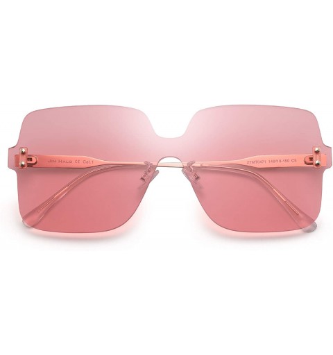 Square Oversized Rimless Sunglasses Women Square Transparent Candy Color Lens - Pink - C418QTDSC02 $14.57