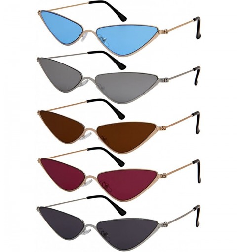 Rimless Metal Oversized Cateye Women Sunglasses Flat Tinted Lens 3193-FLSD - Gold Frame/Brown Lens - C718G5YNCKI $9.90
