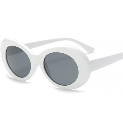 Oval Vintage Sunglasses Driving Outdoor - Whitegray - CJ197TWY63M $21.89