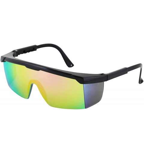Wrap Semi Rimless Performance Wrap Around Sport Style Retro Mirrored Unisex Sunglasses - Black / Rainbow Mirror - CK190ENGI3Y...